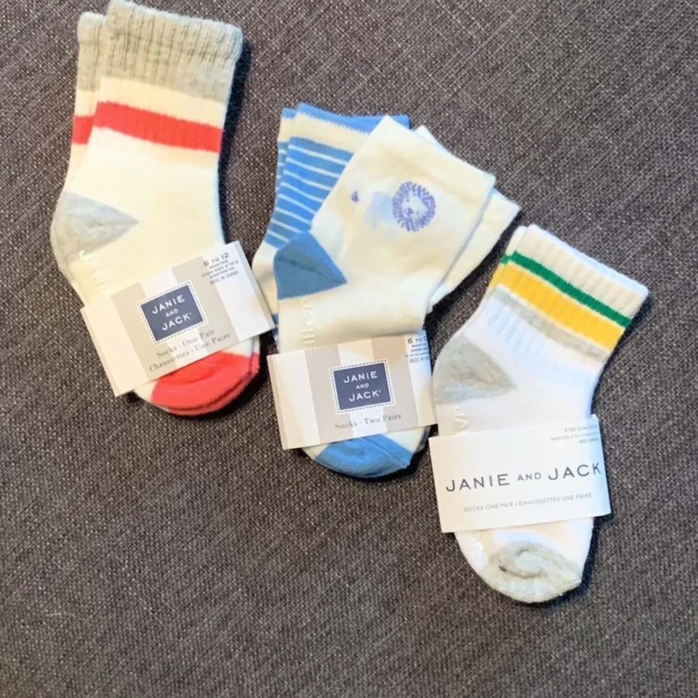 Janie and Jack Baby Boy Bundle 4 Pair of Socks